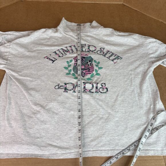 Vintage L’Universite De Paris Long Sleeve Shirt, OSFA/Large, Graphic, Grey, - Picture 9 of 10